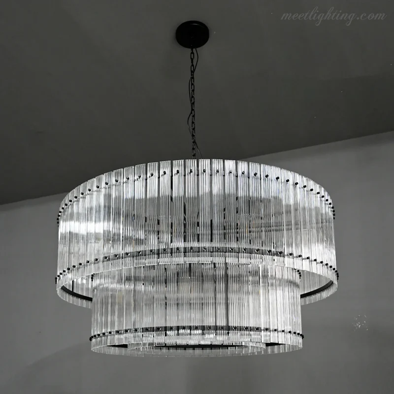 Kristallen Kroonluchter Rond Meerlaags Glas Staal 56-152 cm Eetkamer Foyer Woonkamer Luxe Verlichting | Sansoti