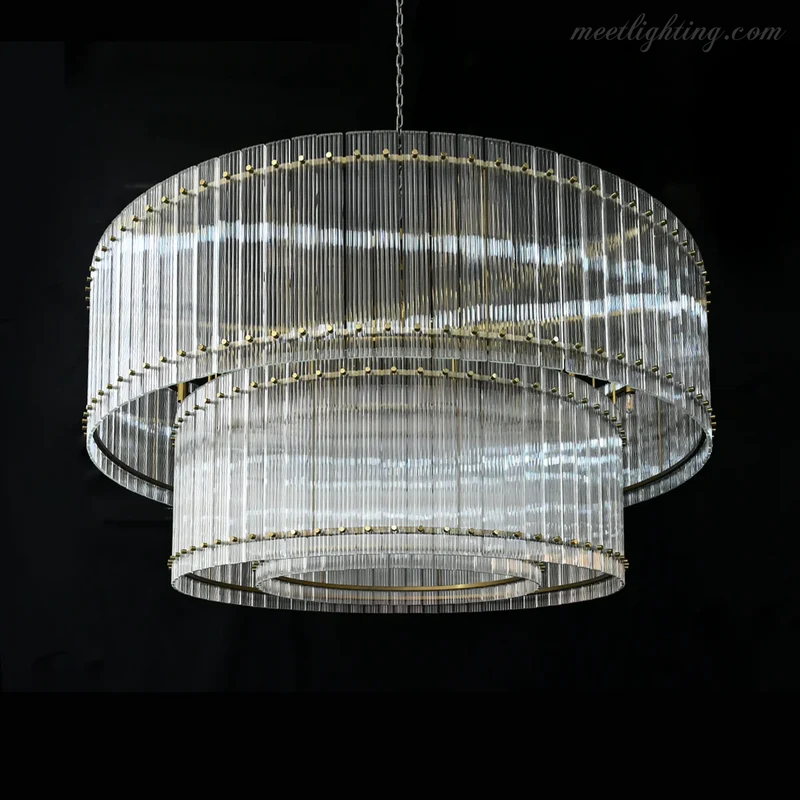 Kristallen Kroonluchter Rond Meerlaags Glas Staal 56-152 cm Eetkamer Foyer Woonkamer Luxe Verlichting | Sansoti