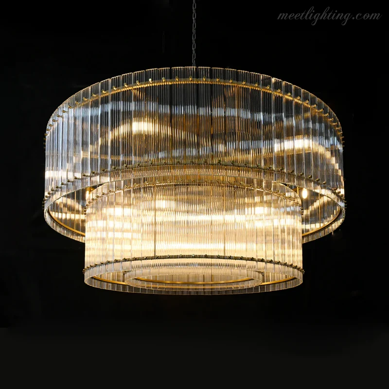 Kristallen Kroonluchter Rond Meerlaags Glas Staal 56-152 cm Eetkamer Foyer Woonkamer Luxe Verlichting | Sansoti
