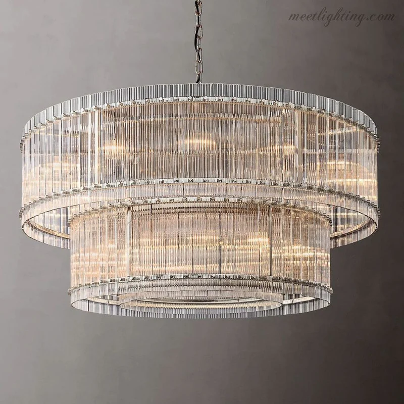 Kristallen Kroonluchter Rond Meerlaags Glas Staal 56-152 cm Eetkamer Foyer Woonkamer Luxe Verlichting | Sansoti