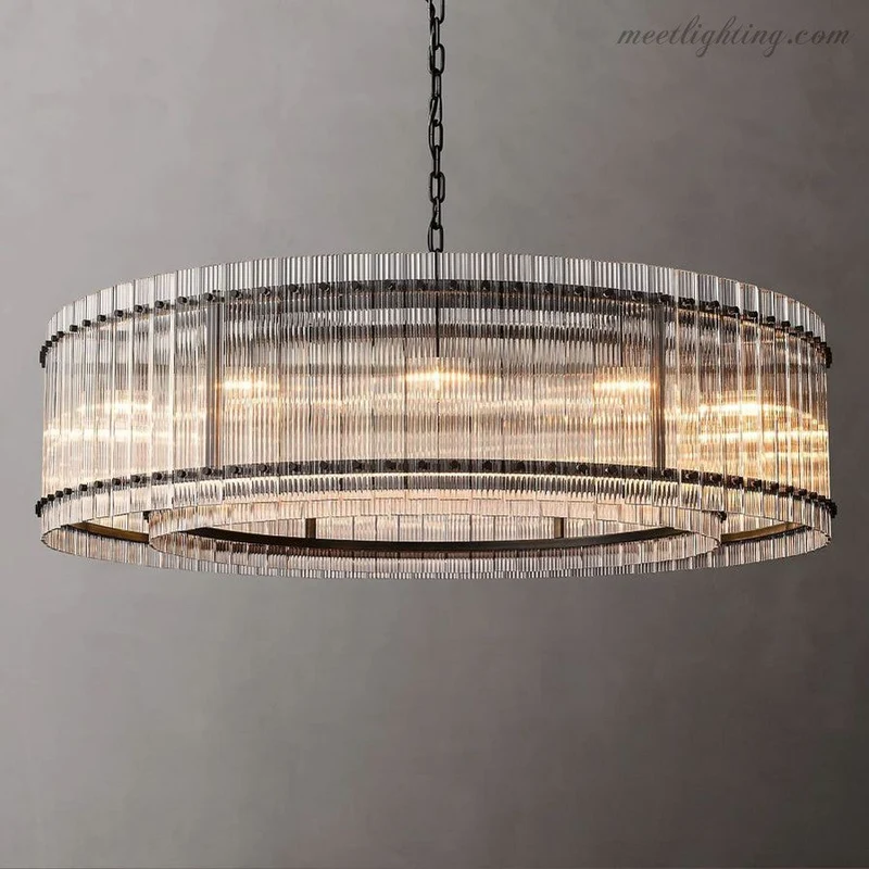 Kristallen Kroonluchter Rond Meerlaags Glas Staal 56-152 cm Eetkamer Foyer Woonkamer Luxe Verlichting | Sansoti