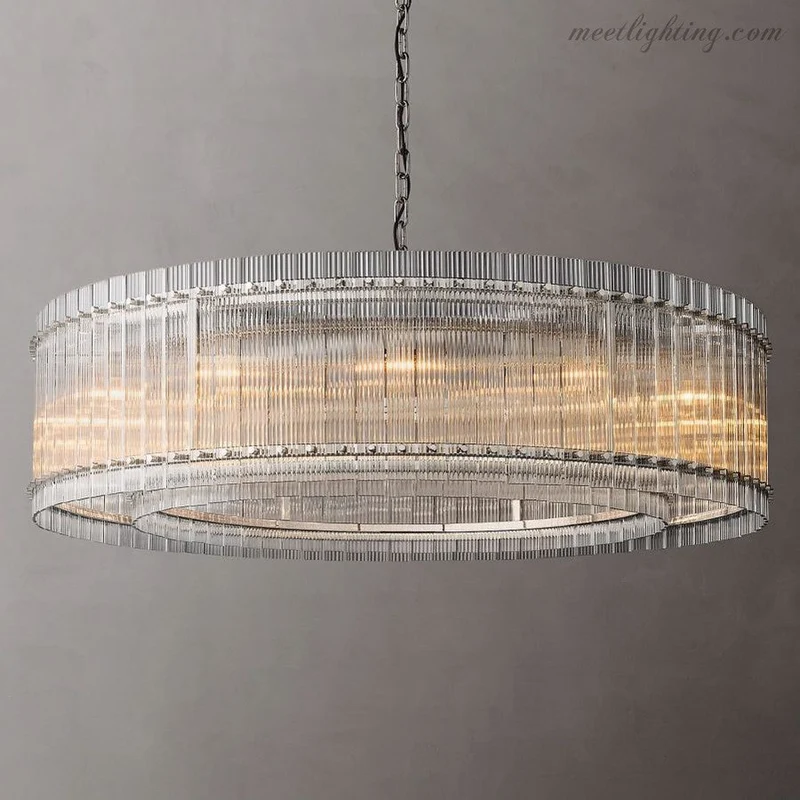 Kristallen Kroonluchter Rond Meerlaags Glas Staal 56-152 cm Eetkamer Foyer Woonkamer Luxe Verlichting | Sansoti