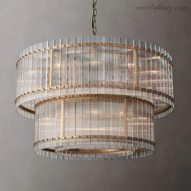 Kristallen Kroonluchter Rond Meerlaags Glas Staal 56-152 cm Eetkamer Foyer Woonkamer Luxe Verlichting | Sansoti