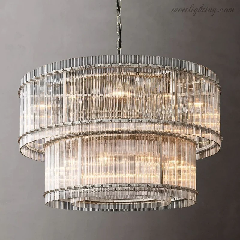 Kristallen Kroonluchter Rond Meerlaags Glas Staal 56-152 cm Eetkamer Foyer Woonkamer Luxe Verlichting | Sansoti