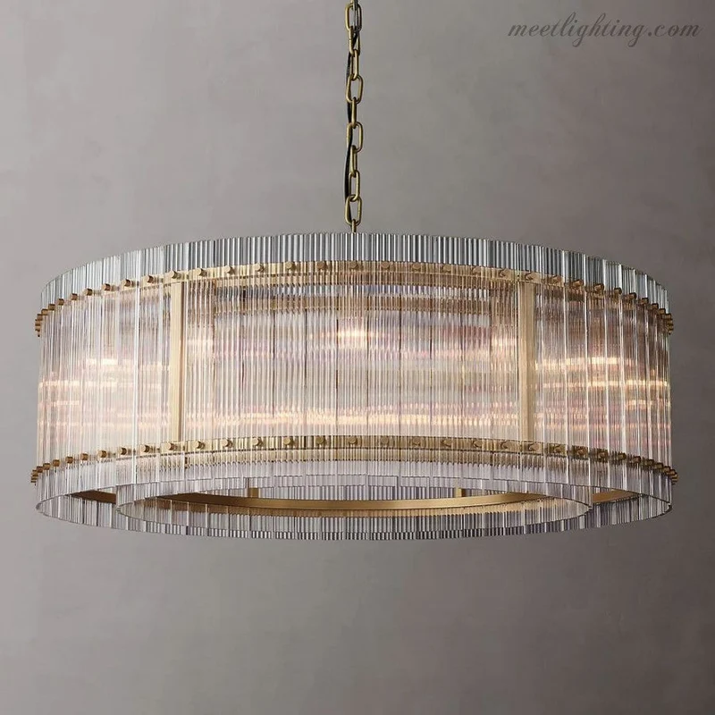 Kristallen Kroonluchter Rond Meerlaags Glas Staal 56-152 cm Eetkamer Foyer Woonkamer Luxe Verlichting | Sansoti