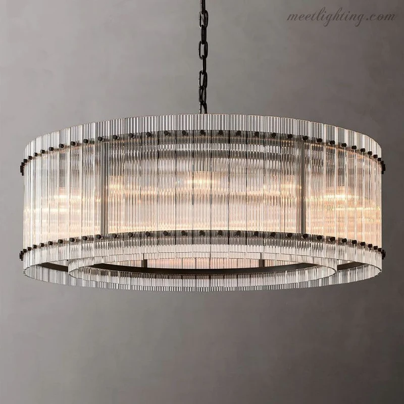 Kristallen Kroonluchter Rond Meerlaags Glas Staal 56-152 cm Eetkamer Foyer Woonkamer Luxe Verlichting | Sansoti