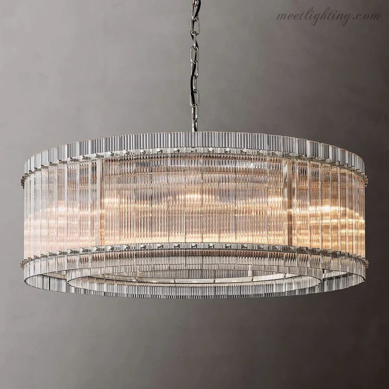 Kristallen Kroonluchter Rond Meerlaags Glas Staal 56-152 cm Eetkamer Foyer Woonkamer Luxe Verlichting | Sansoti