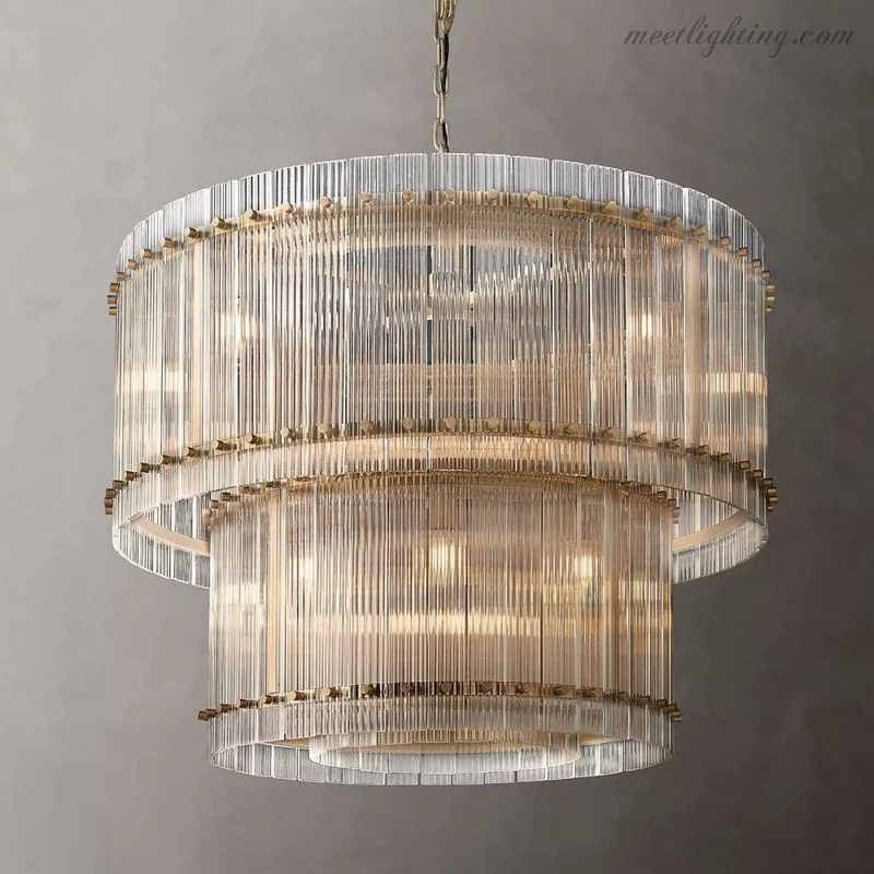 Kristallen Kroonluchter Rond Meerlaags Glas Staal 56-152 cm Eetkamer Foyer Woonkamer Luxe Verlichting | Sansoti