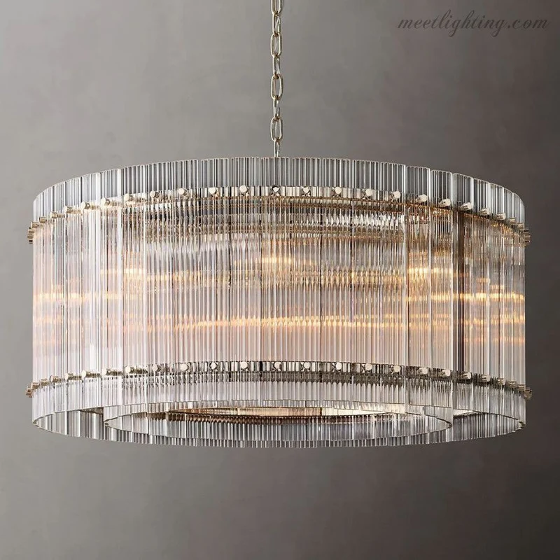 Kristallen Kroonluchter Rond Meerlaags Glas Staal 56-152 cm Eetkamer Foyer Woonkamer Luxe Verlichting | Sansoti