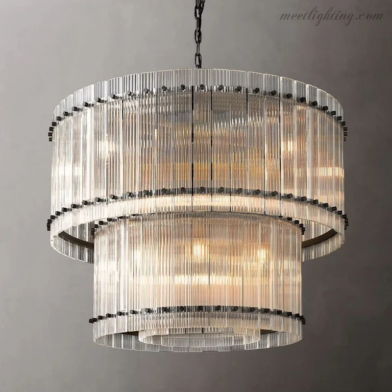 Kristallen Kroonluchter Rond Meerlaags Glas Staal 56-152 cm Eetkamer Foyer Woonkamer Luxe Verlichting | Sansoti