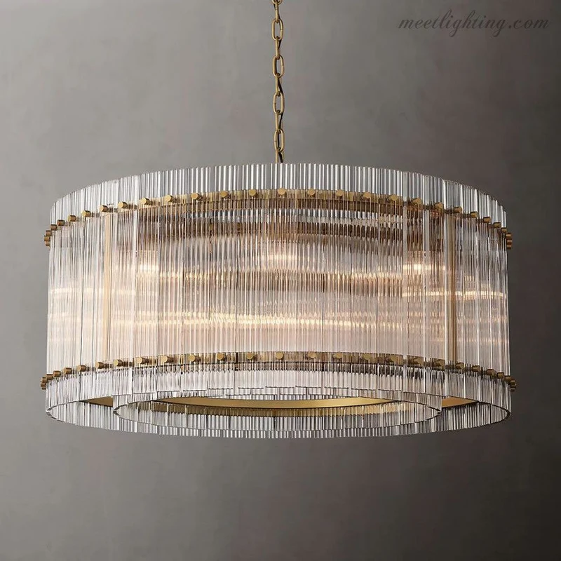 Kristallen Kroonluchter Rond Meerlaags Glas Staal 56-152 cm Eetkamer Foyer Woonkamer Luxe Verlichting | Sansoti