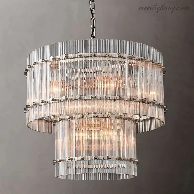 Kristallen Kroonluchter Rond Meerlaags Glas Staal 56-152 cm Eetkamer Foyer Woonkamer Luxe Verlichting | Sansoti