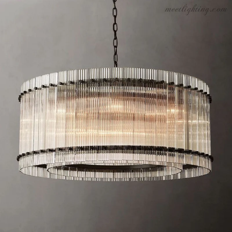 Kristallen Kroonluchter Rond Meerlaags Glas Staal 56-152 cm Eetkamer Foyer Woonkamer Luxe Verlichting | Sansoti