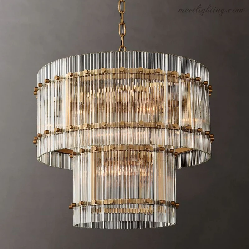 Kristallen Kroonluchter Rond Meerlaags Glas Staal 56-152 cm Eetkamer Foyer Woonkamer Luxe Verlichting | Sansoti