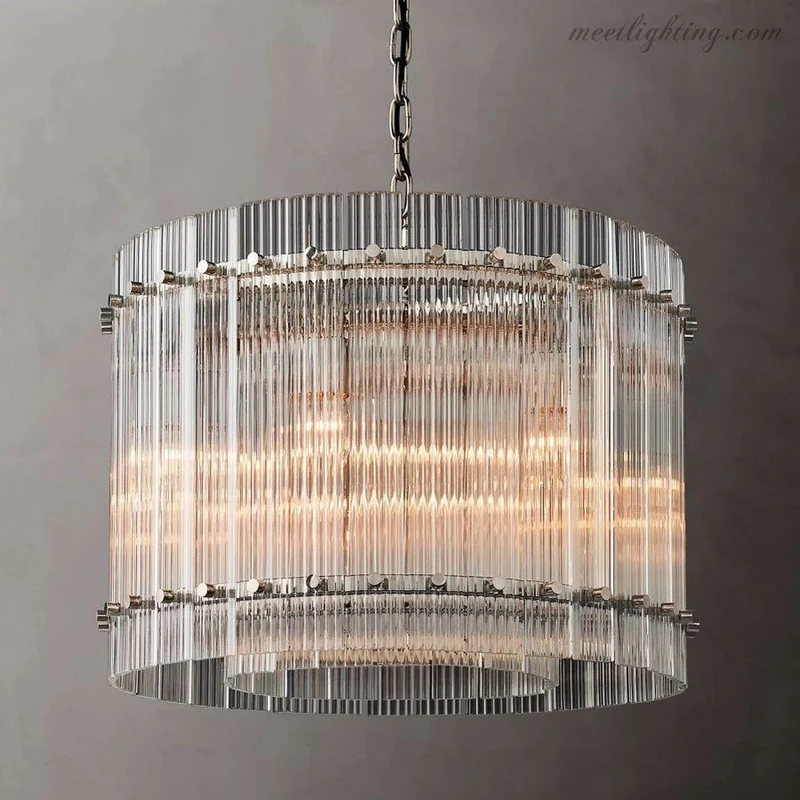 Kristallen Kroonluchter Rond Meerlaags Glas Staal 56-152 cm Eetkamer Foyer Woonkamer Luxe Verlichting | Sansoti