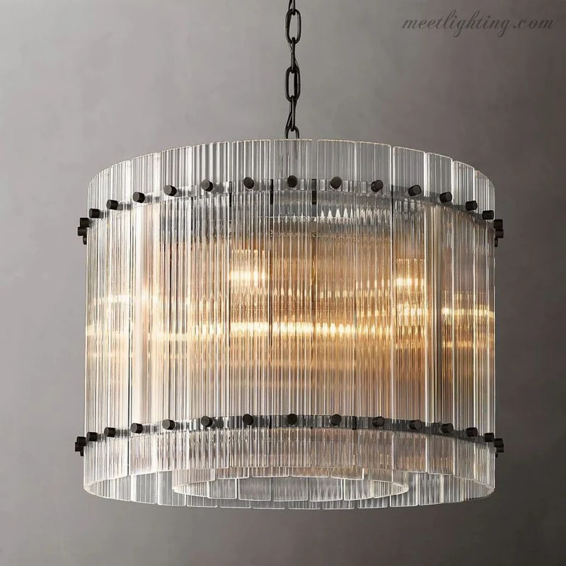 Kristallen Kroonluchter Rond Meerlaags Glas Staal 56-152 cm Eetkamer Foyer Woonkamer Luxe Verlichting | Sansoti