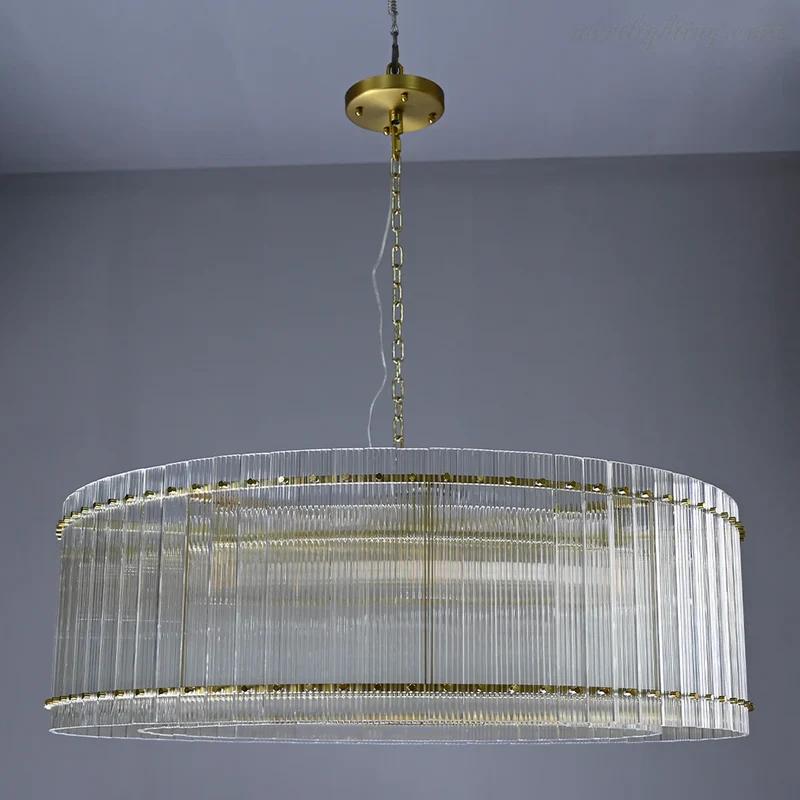 Kristallen Kroonluchter Rond Meerlaags Glas Staal 56-152 cm Eetkamer Foyer Woonkamer Luxe Verlichting | Sansoti