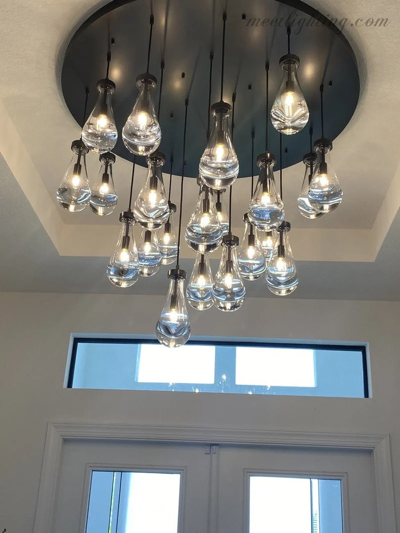 Ronde Kroonluchter Druppelglas Messing 46-152 cm Dimbaar E12 Eetkamer Woonkamer Slaapkamer Hanglamp Sfeerverlichting | Sansoti