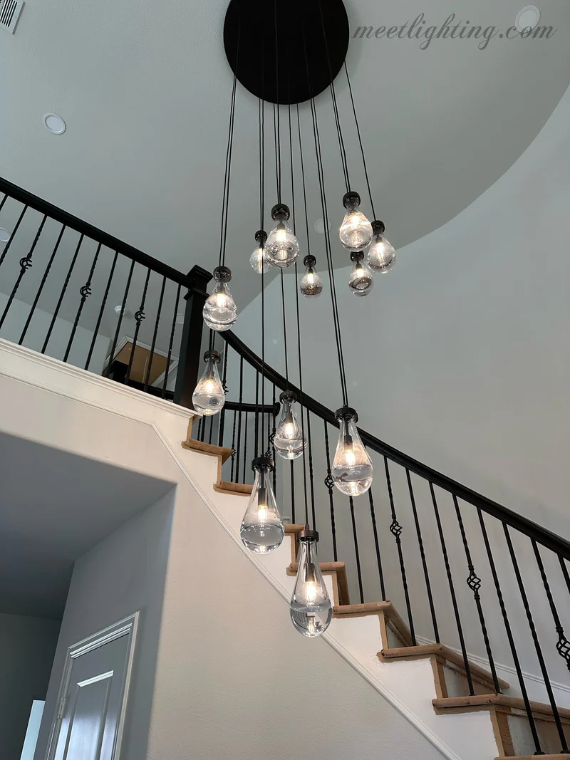 Ronde Kroonluchter Druppelglas Messing 46-152 cm Dimbaar E12 Eetkamer Woonkamer Slaapkamer Hanglamp Sfeerverlichting | Sansoti