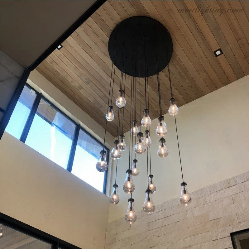 Ronde Kroonluchter Druppelglas Messing 46-152 cm Dimbaar E12 Eetkamer Woonkamer Slaapkamer Hanglamp Sfeerverlichting | Sansoti