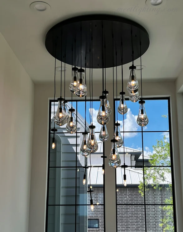 Ronde Kroonluchter Druppelglas Messing 46-152 cm Dimbaar E12 Eetkamer Woonkamer Slaapkamer Hanglamp Sfeerverlichting | Sansoti