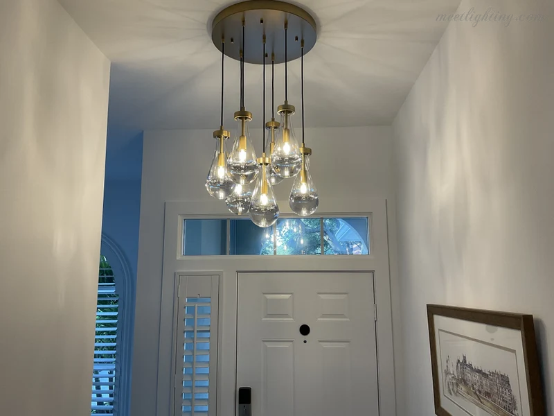 Ronde Kroonluchter Druppelglas Messing 46-152 cm Dimbaar E12 Eetkamer Woonkamer Slaapkamer Hanglamp Sfeerverlichting | Sansoti