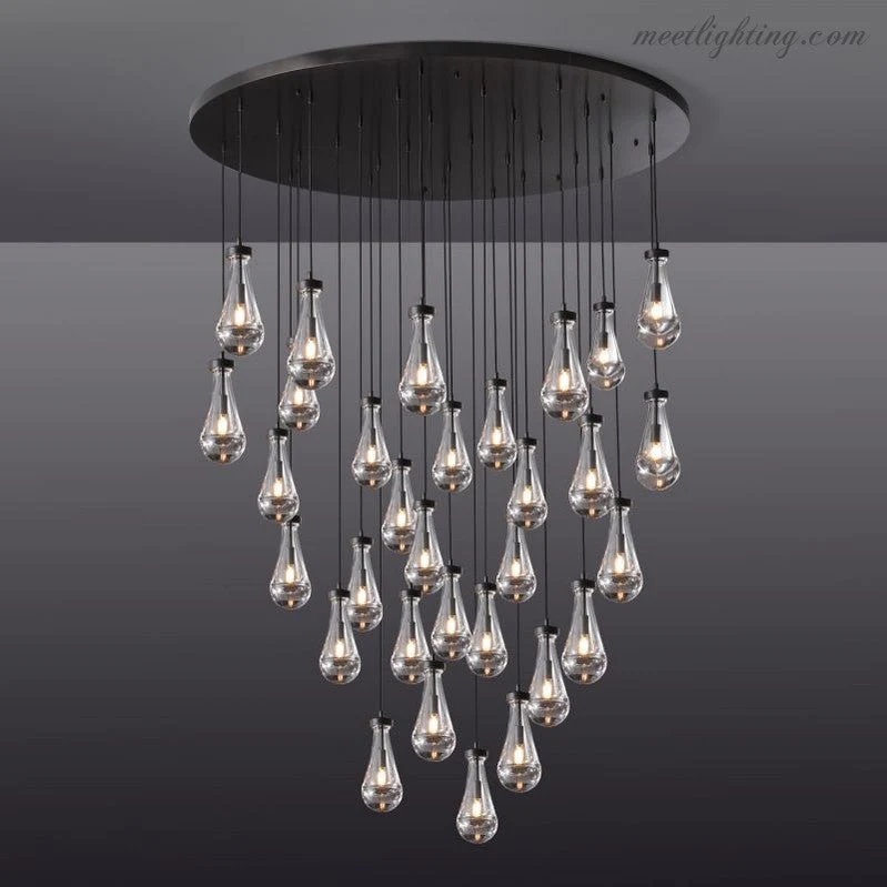 Ronde Kroonluchter Druppelglas Messing 46-152 cm Dimbaar E12 Eetkamer Woonkamer Slaapkamer Hanglamp Sfeerverlichting | Sansoti