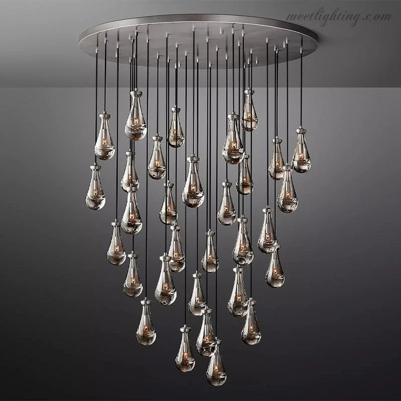 Ronde Kroonluchter Druppelglas Messing 46-152 cm Dimbaar E12 Eetkamer Woonkamer Slaapkamer Hanglamp Sfeerverlichting | Sansoti