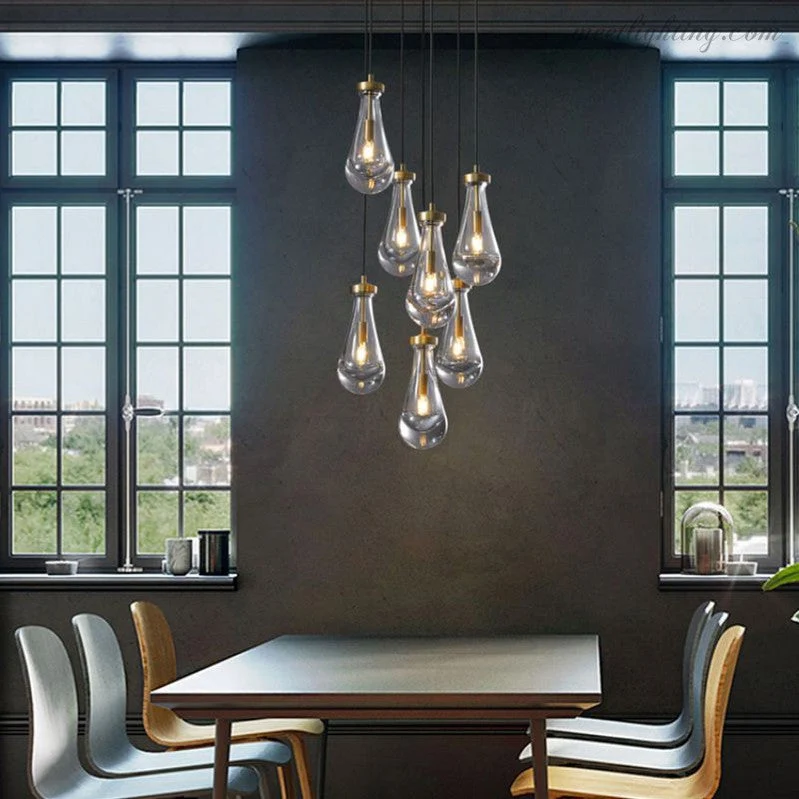 Ronde Kroonluchter Druppelglas Messing 46-152 cm Dimbaar E12 Eetkamer Woonkamer Slaapkamer Hanglamp Sfeerverlichting | Sansoti