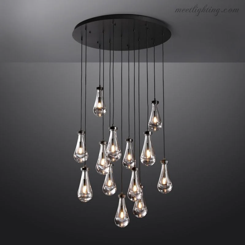 Ronde Kroonluchter Druppelglas Messing 46-152 cm Dimbaar E12 Eetkamer Woonkamer Slaapkamer Hanglamp Sfeerverlichting | Sansoti
