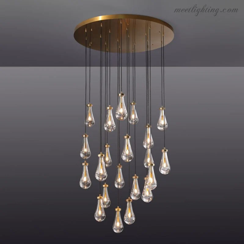 Ronde Kroonluchter Druppelglas Messing 46-152 cm Dimbaar E12 Eetkamer Woonkamer Slaapkamer Hanglamp Sfeerverlichting | Sansoti