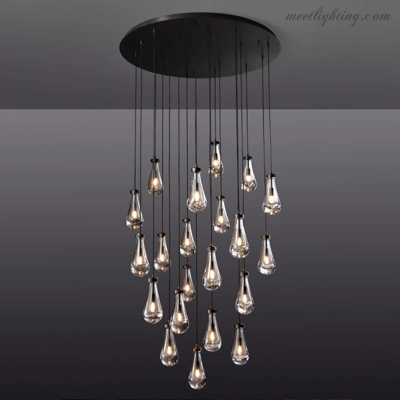 Ronde Kroonluchter Druppelglas Messing 46-152 cm Dimbaar E12 Eetkamer Woonkamer Slaapkamer Hanglamp Sfeerverlichting | Sansoti