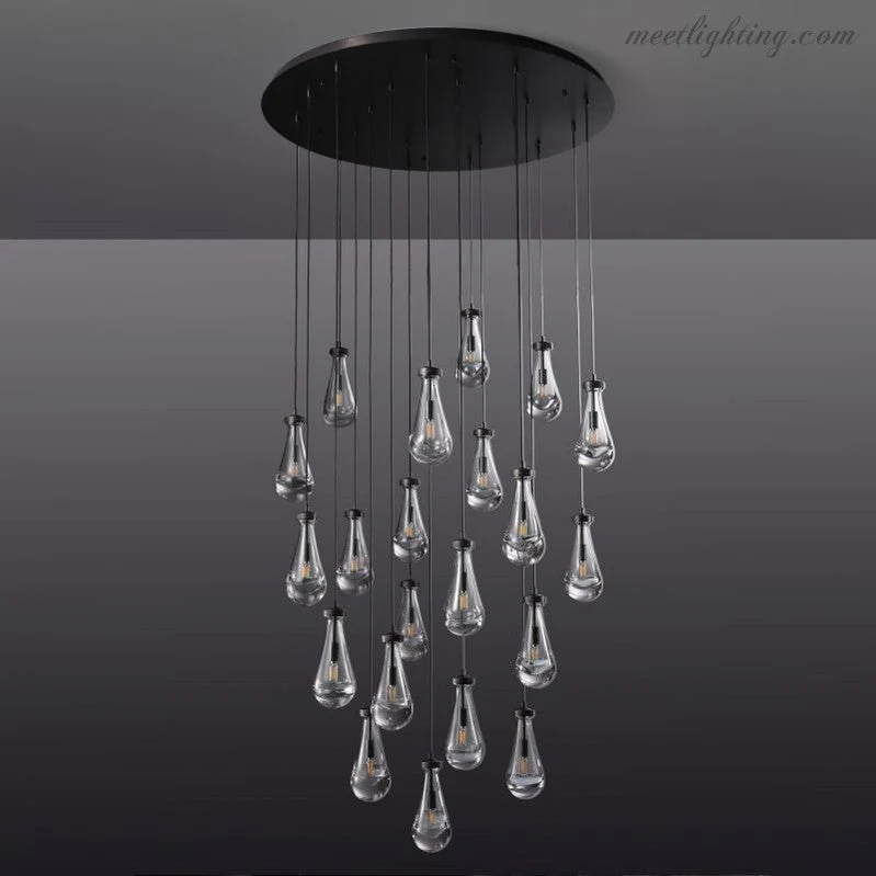 Ronde Kroonluchter Druppelglas Messing 46-152 cm Dimbaar E12 Eetkamer Woonkamer Slaapkamer Hanglamp Sfeerverlichting | Sansoti