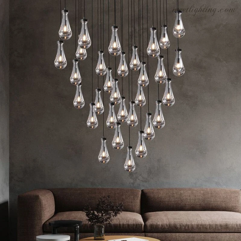 Ronde Kroonluchter Druppelglas Messing 46-152 cm Dimbaar E12 Eetkamer Woonkamer Slaapkamer Hanglamp Sfeerverlichting | Sansoti