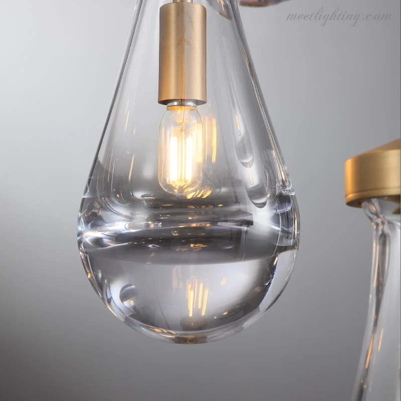 Ronde Kroonluchter Druppelglas Messing 46-152 cm Dimbaar E12 Eetkamer Woonkamer Slaapkamer Hanglamp Sfeerverlichting | Sansoti