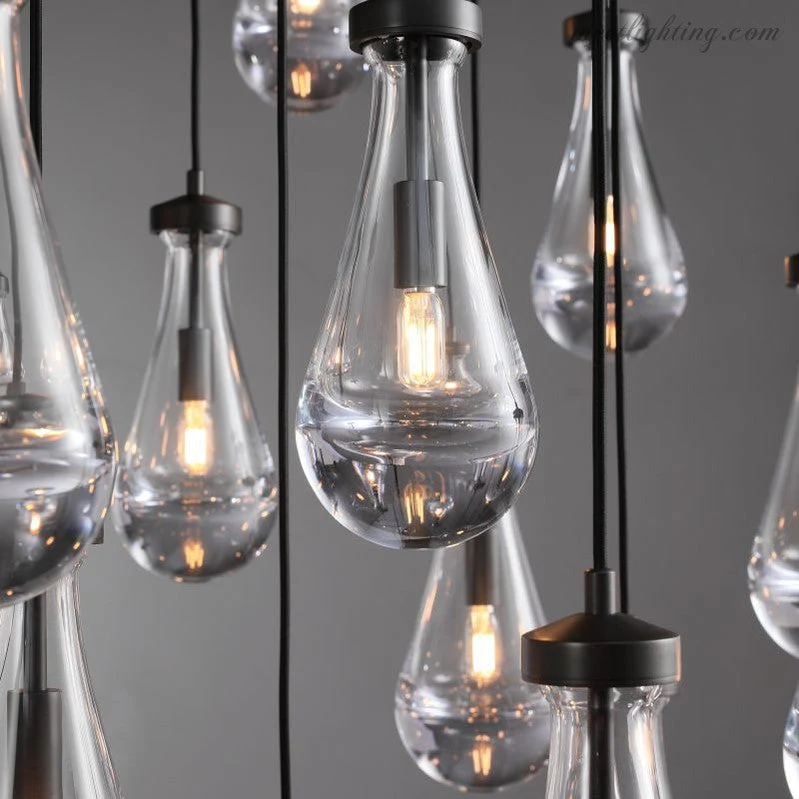 Ronde Kroonluchter Druppelglas Messing 46-152 cm Dimbaar E12 Eetkamer Woonkamer Slaapkamer Hanglamp Sfeerverlichting | Sansoti