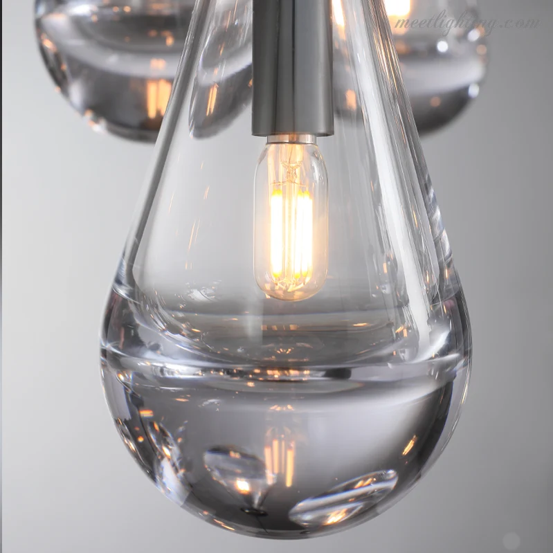 Ronde Kroonluchter Druppelglas Messing 46-152 cm Dimbaar E12 Eetkamer Woonkamer Slaapkamer Hanglamp Sfeerverlichting | Sansoti