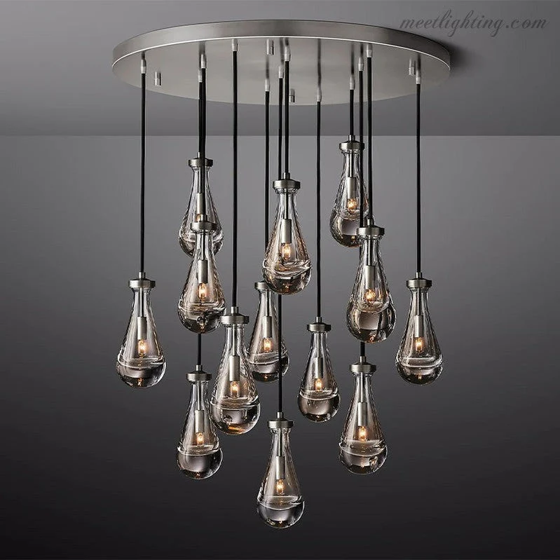 Ronde Kroonluchter Druppelglas Messing 46-152 cm Dimbaar E12 Eetkamer Woonkamer Slaapkamer Hanglamp Sfeerverlichting | Sansoti