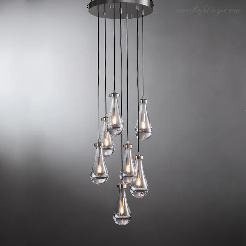 Ronde Kroonluchter Druppelglas Messing 46-152 cm Dimbaar E12 Eetkamer Woonkamer Slaapkamer Hanglamp Sfeerverlichting | Sansoti