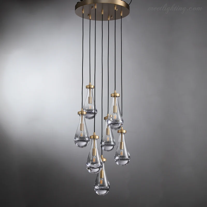 Ronde Kroonluchter Druppelglas Messing 46-152 cm Dimbaar E12 Eetkamer Woonkamer Slaapkamer Hanglamp Sfeerverlichting | Sansoti