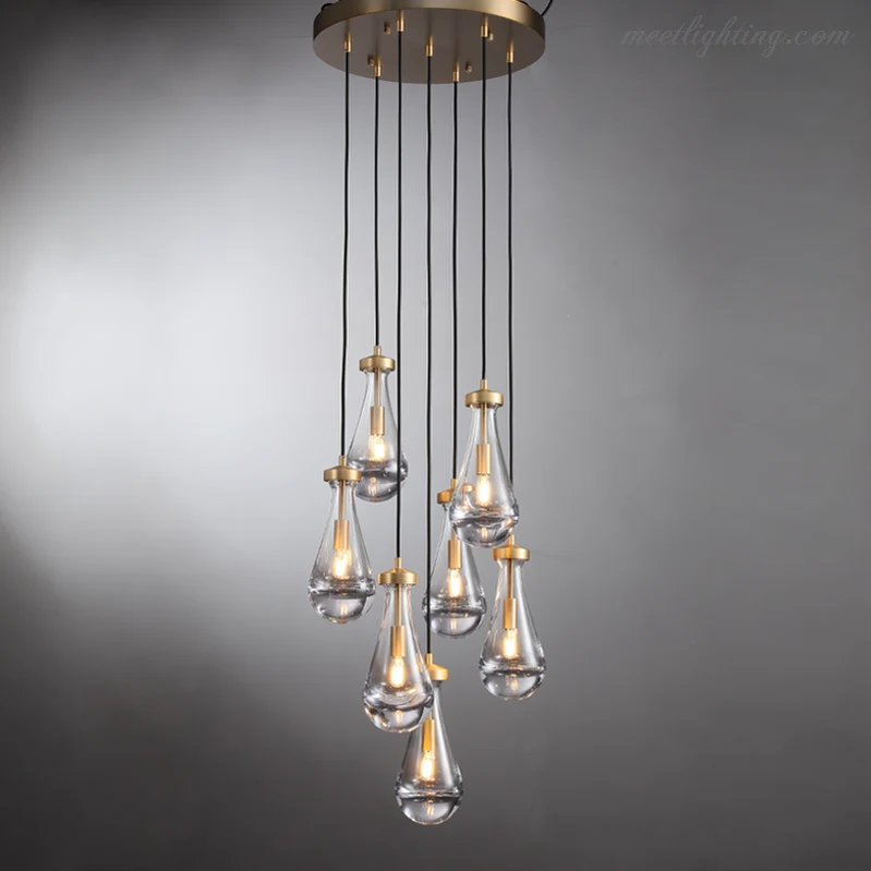 Ronde Kroonluchter Druppelglas Messing 46-152 cm Dimbaar E12 Eetkamer Woonkamer Slaapkamer Hanglamp Sfeerverlichting | Sansoti