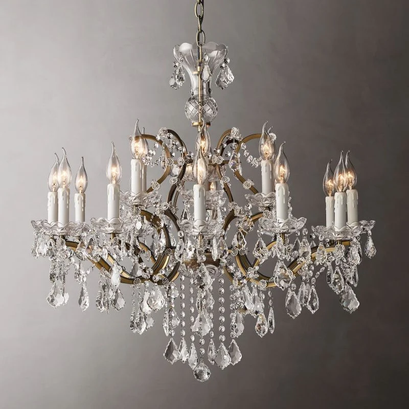 Kristallen Kroonluchter 83cm IJzer Messing Roestbruin 18 Lampen Eettafel Woonkamer Klassiek Elegant Design | Sansoti
