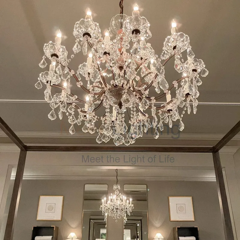 Kristallen Kroonluchter 83cm IJzer Messing Roestbruin 18 Lampen Eettafel Woonkamer Klassiek Elegant Design | Sansoti