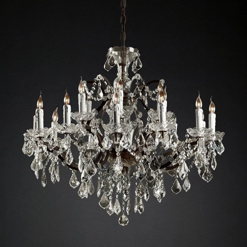 Kristallen Kroonluchter 83cm IJzer Messing Roestbruin 18 Lampen Eettafel Woonkamer Klassiek Elegant Design | Sansoti