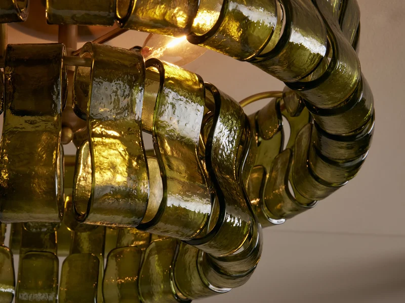 Plafondlamp Glas Textuur Ø46cm Messing Brons 3 Lichtpunten Woonkamer Slaapkamer Eetkamer Modern Design Verlichting | Sansoti