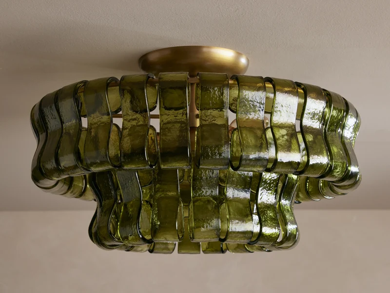 Plafondlamp Glas Textuur Ø46cm Messing Brons 3 Lichtpunten Woonkamer Slaapkamer Eetkamer Modern Design Verlichting | Sansoti
