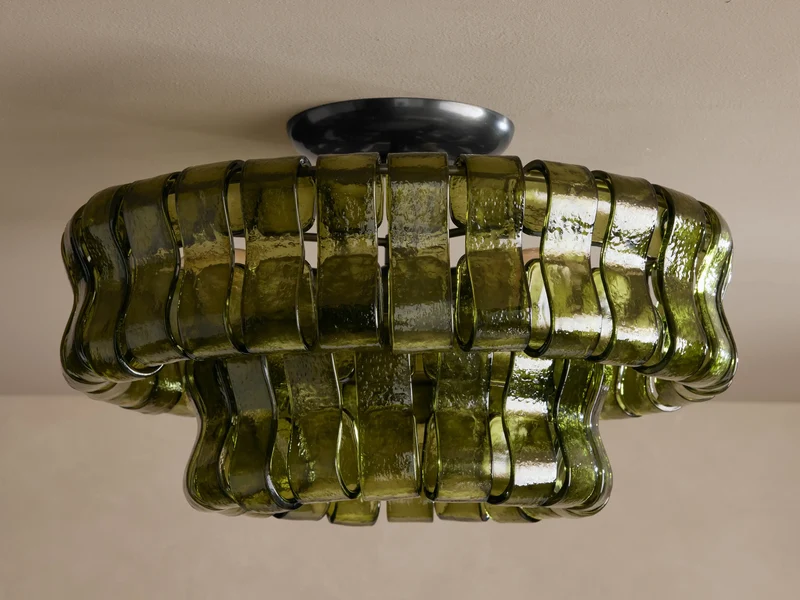 Plafondlamp Glas Textuur Ø46cm Messing Brons 3 Lichtpunten Woonkamer Slaapkamer Eetkamer Modern Design Verlichting | Sansoti