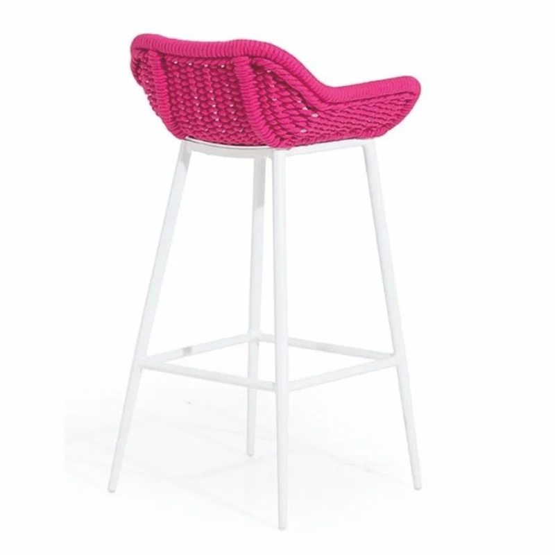 Casa Padrino Luxus Garten Barstuhl Pink / Weiß - Luxus Garten & Terrassen Möbel