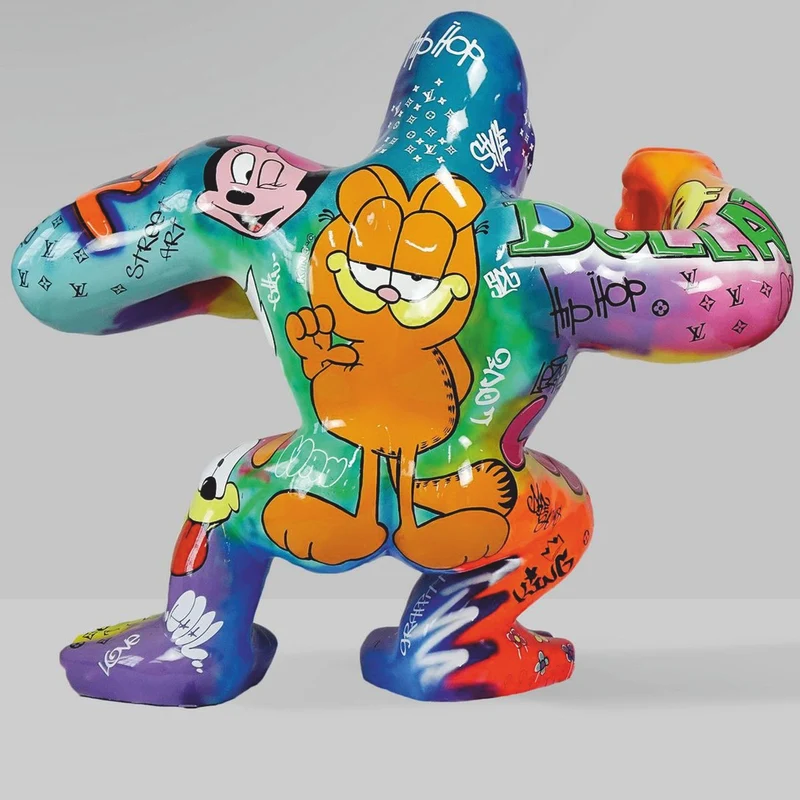 Casa Padrino XXL Deko Skulptur Gorilla Affe Bunt H. 180 cm - Große Garten Figur