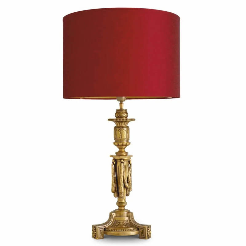 Casa Padrino Luxus Barock Tischleuchte Antik Gold / Rot H. 83,5 cm - Barock Schreibtischleuchte